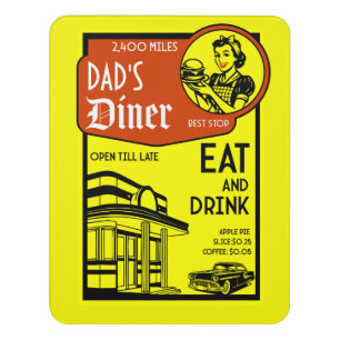 Custom Name Retro Diner American Door Sign