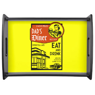 Custom Name Retro Diner American Serving Tray