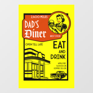 Custom Name Retro Diner American Wall Decal