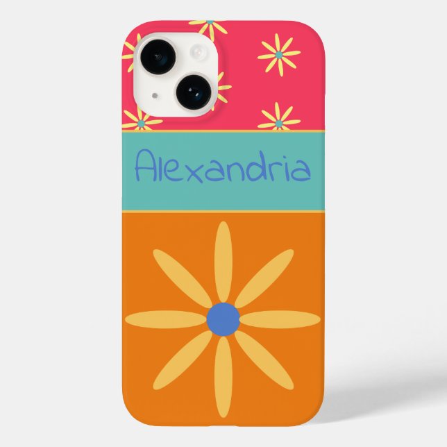 Custom Name Retro Flower Case-Mate iPhone Case (Back)