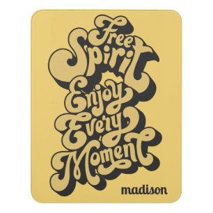 Custom Name Retro "Free Spirit" Door Sign