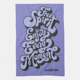 Custom Name Retro "Free Spirit" Kitchen Towel