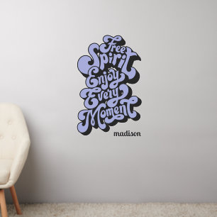 Custom Name Retro "Free Spirit" Wall Decal
