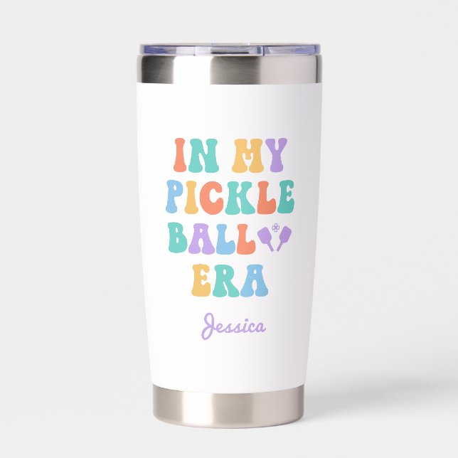 Custom Name Retro In my Pickleball Era  Insulated Tumbler (Front)