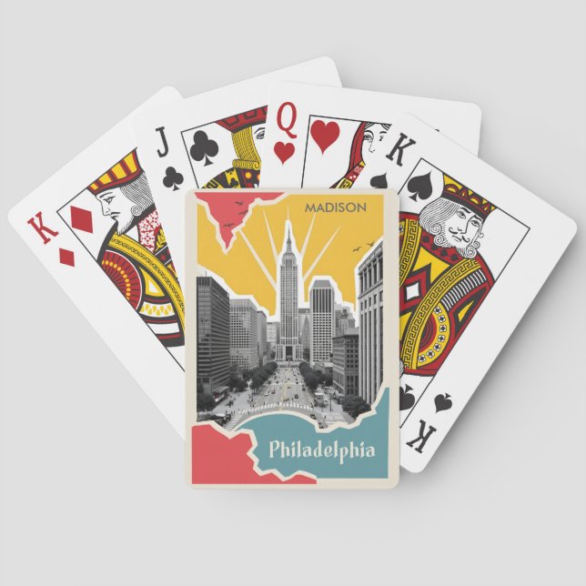 Custom Name Retro Philadelphia Poker Cards (Back)