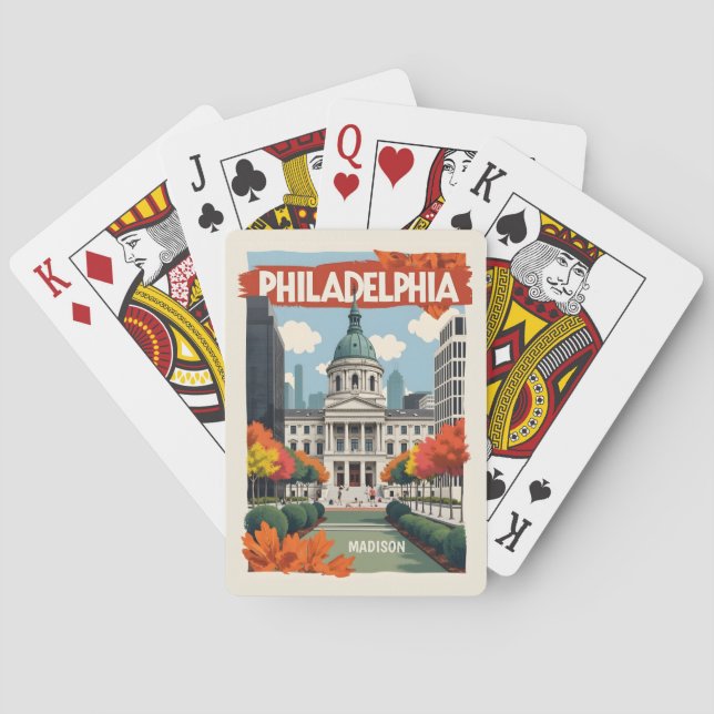 Custom Name Retro Philadelphia Poker Cards (Back)