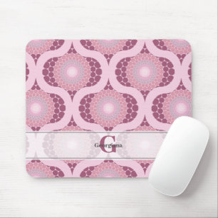 Custom Name Retro Radiant Dusky Rose Dot Mandala Mouse Pad