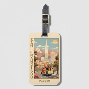 Custom Name Retro San Francisco Luggage Tag