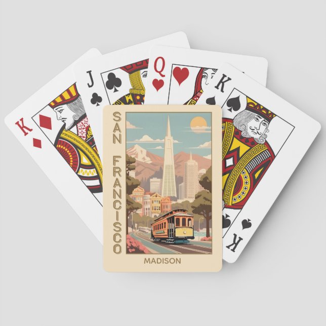 Custom Name Retro San Francisco Poker Cards (Back)