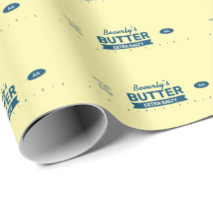 Custom Name Retro Stick of Butter Funny Foodie Wrapping Paper