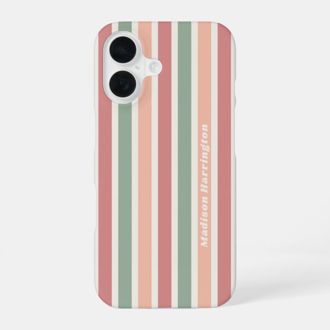 Custom Name Retro Stripes Pattern Iphone Case (Back)