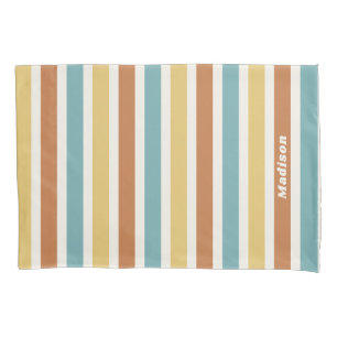 Custom Name Retro Stripes Pattern Pillow Case