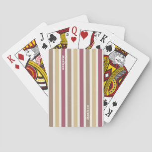 Custom Name Retro Stripes Pattern Poker Cards