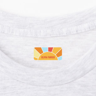 Custom Name Retro Sunray Colorful Clothing  Kids' Labels