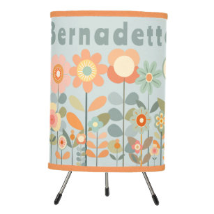 Custom Name Retro Vintage Wildflower Floral Daisy  Tripod Lamp