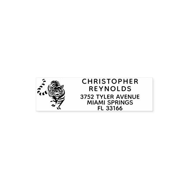 Custom Name Return Address Self Inking Stamp Tiger (Design)