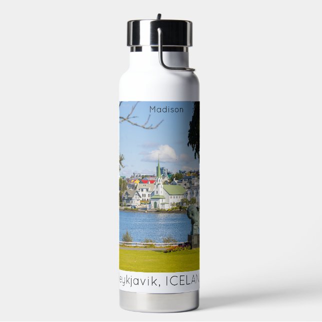 Custom Name Reykjavik Iceland Water Bottle (Left)