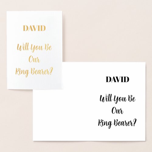 Custom Name Ringbearer Wedding Simple Minimal Foil Card