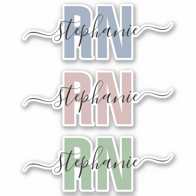 Custom Name RN Registered Nurse Personalized Sticker (Front)