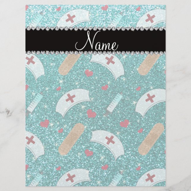 Custom name robin blue glitter nurse hats heart flyer (Front)