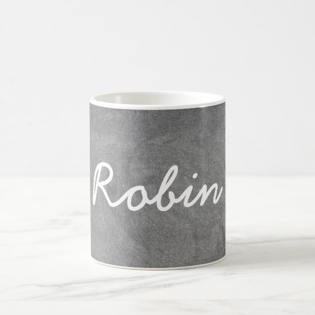 Custom Name Robin Chalkboard Typography Coffee Mug (Center)