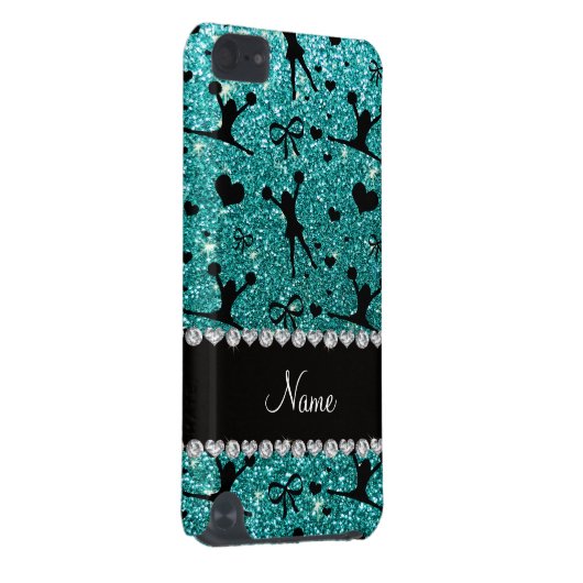 Custom name robin egg blue glitter cheerleading iPod touch (5th generation) cover (Back/Right)