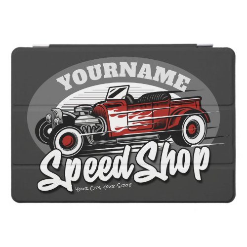 Custom NAME Rockabilly Roadster Speed Shop Garage iPad Pro Cover