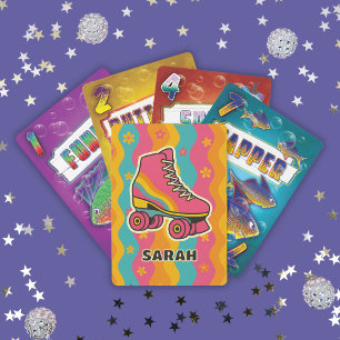 Custom Name Roller Skating Girl Playing Poker Cards
