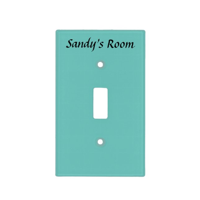 Custom Name Room Text Teal Green Blue Photo Single Light Switch Cover (Front)