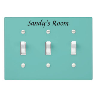 Custom Name Room Text Teal Green Blue Photo Triple Light Switch Cover