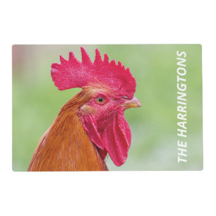 Custom Name Rooster & Chicken Placemat