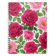 Custom Name Rose Flowers Notebook