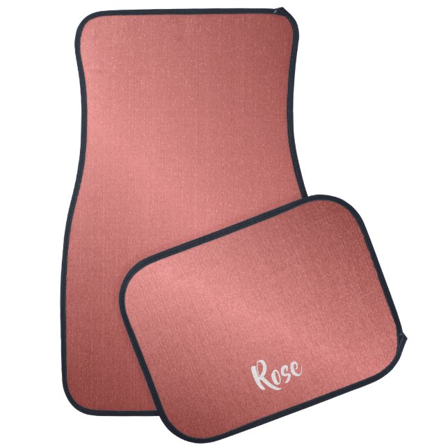 Custom name rose gold car floor mat (Set)