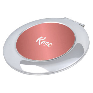 Custom name rose gold compact mirror
