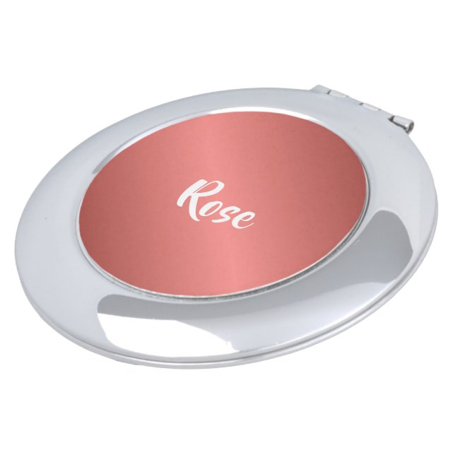 Custom name rose gold compact mirror (Turned)