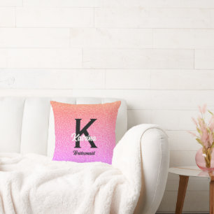Custom Name Rose Gold Glitter Bridesmaid Gift Throw Pillow