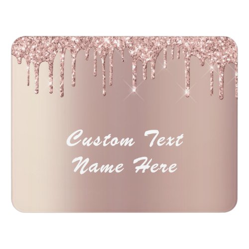 Custom Name Rose Gold Glitter Door Sign