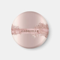 Custom name rose gold glitter faux foil pink