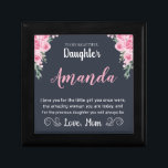 Custom Name Rose Message for Daughter from Mom Gift Box<br><div class="desc">Surprise your daughter with a gift that perfectly showcases your love and affection. This custom name soft pink roses message design features a stunning gray background pendant with her name in an elegant soft pink script and a heartfelt message from Mom. A meaningful keepsake she'll cherish for years to come,...</div>