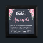 Custom Name Rose Message for Daughter from Mom Gift Box<br><div class="desc">Surprise your daughter with a gift that perfectly showcases your love and affection. This custom name soft pink roses message design features a stunning gray background pendant with her name in an elegant soft pink script and a heartfelt message from Mom. A meaningful keepsake she'll cherish for years to come,...</div>