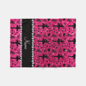 Custom name rose pink glitter ballerinas fleece blanket (Front (Horizontal))