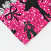 Custom name rose pink glitter ballerinas fleece blanket (Corner)