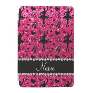 Custom name rose pink glitter ballerinas iPad mini cover