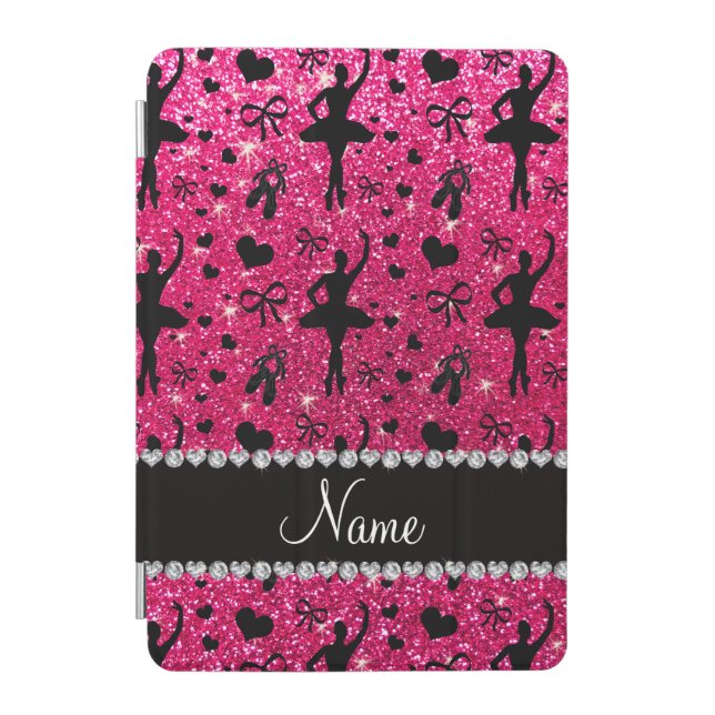 Custom name rose pink glitter ballerinas iPad mini cover (Front)