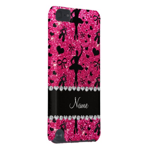Custom name rose pink glitter ballerinas iPod touch (5th generation) cover (Back/Right)