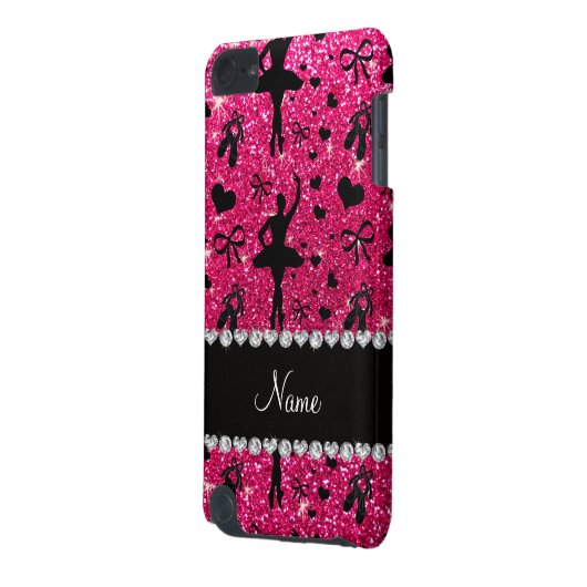 Custom name rose pink glitter ballerinas iPod touch (5th generation) cover (Back Left)
