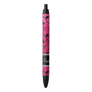 Custom name rose pink glitter figure skating pen
