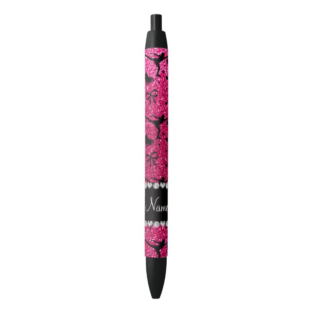 Custom name rose pink glitter figure skating pen (Front Vertical)