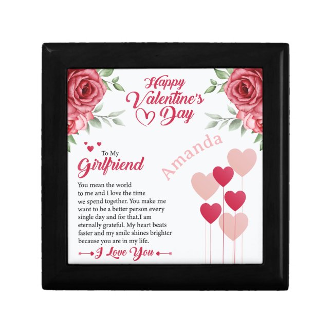 Custom Name Rose Valentine's for Girlfriend Gift Box (Front)