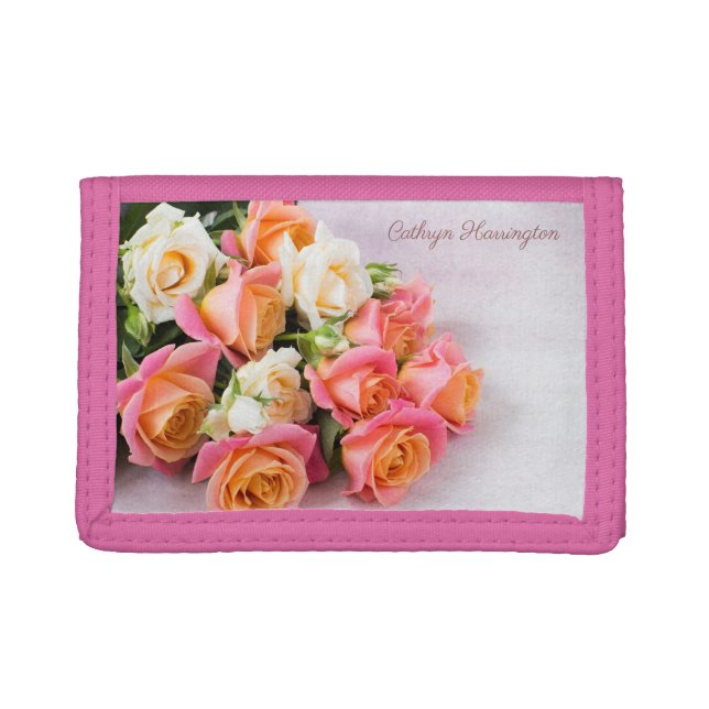 Custom name Roses Trifold Wallet (Front)